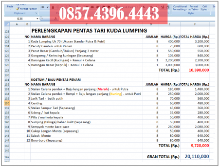 proposal pengadaan kostum tari kuda lumping kuda kepang jaran kepang